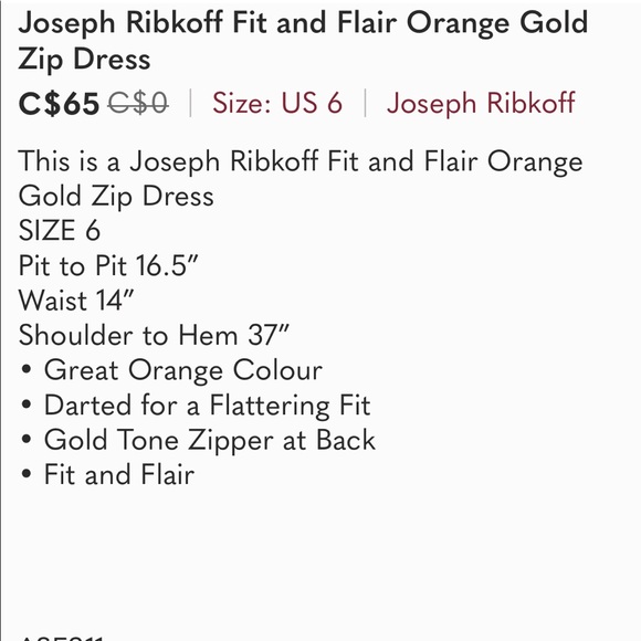 Joseph Ribkoff Fit and Flair Orange Gold Zip Dress - Picture 8 of 8